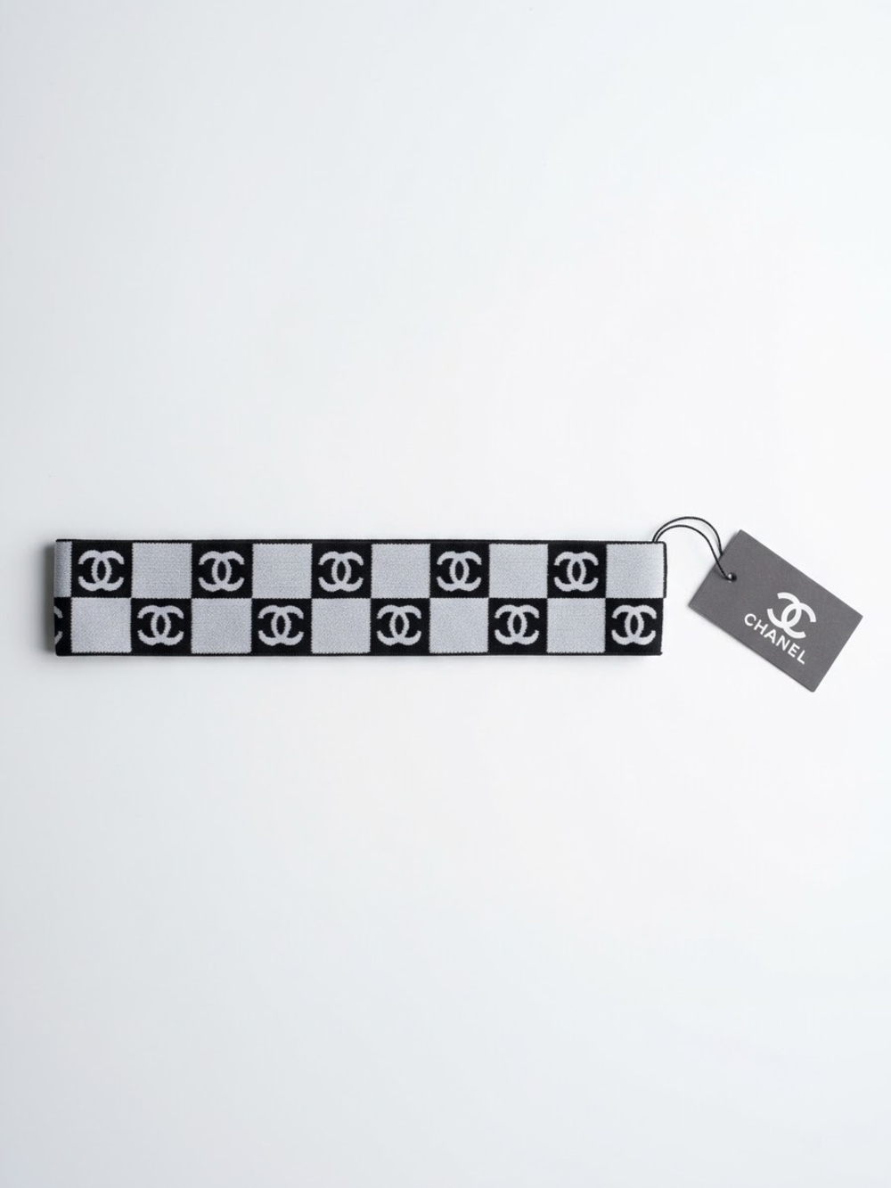 Black and White Checker Knit Headband